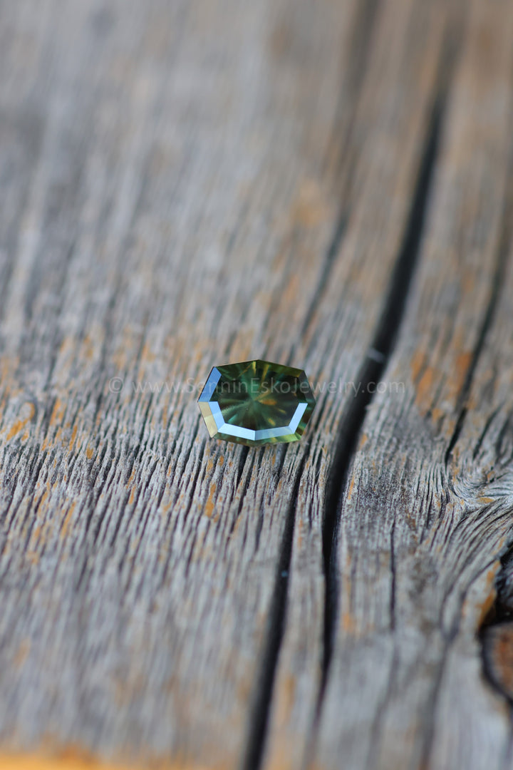 1.4 Carat Gothic Green Sapphire Octagon - 8x5.9mm - Esko Universe Cut ™