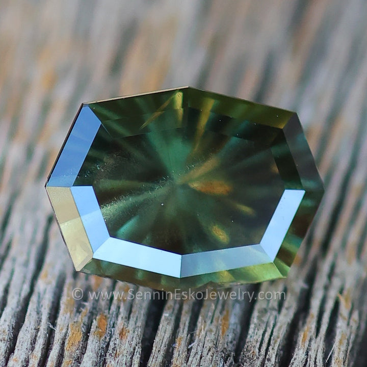 1.4 Carat Gothic Green Sapphire Octagon - 8x5.9mm - Esko Universe Cut ™