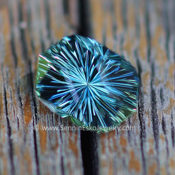 1 Carat Blue/Green Sapphire Hexagonal Cushion - 6.8x5mm - Esko Universe Cut ™