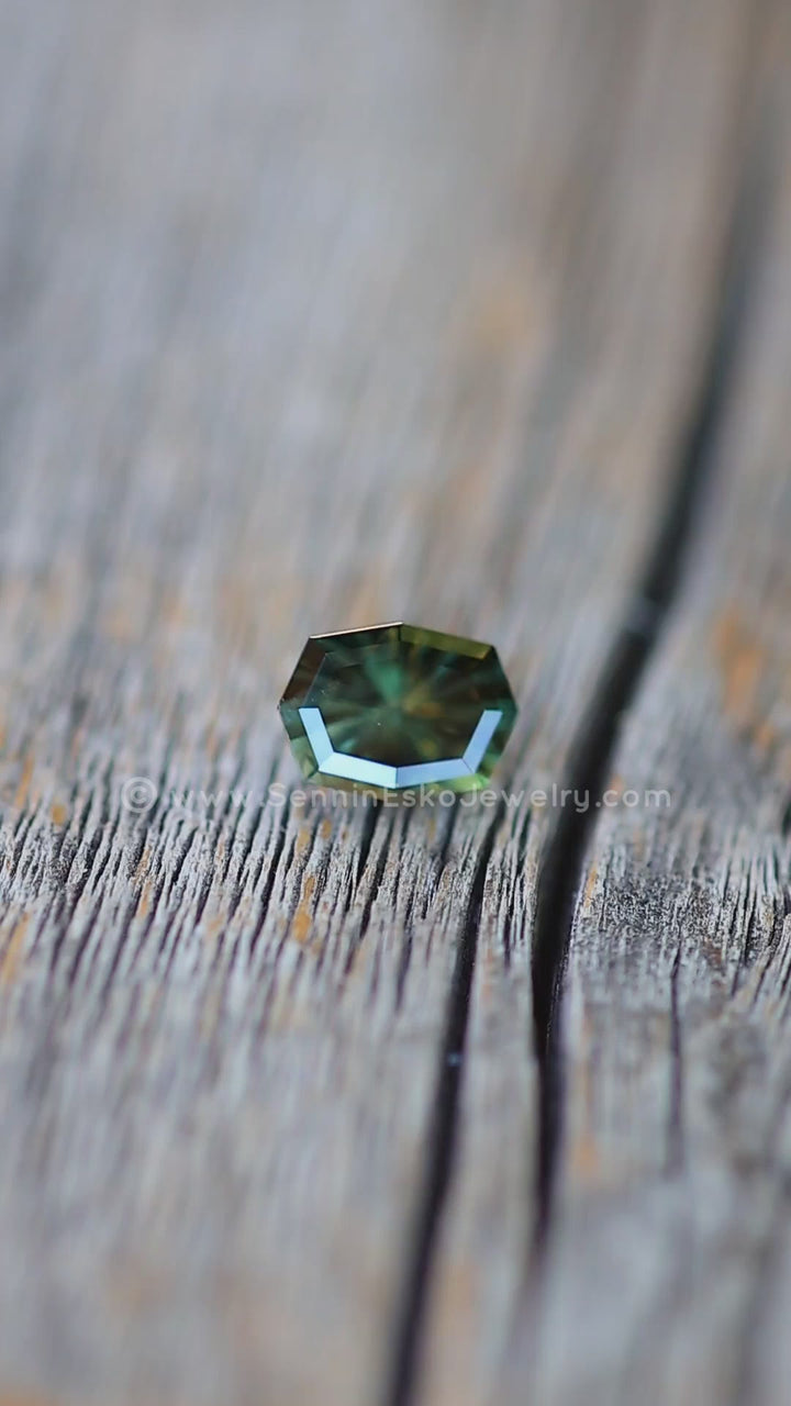 1.4 Carat Gothic Green Sapphire Octagon - 8x5.9mm - Esko Universe Cut ™