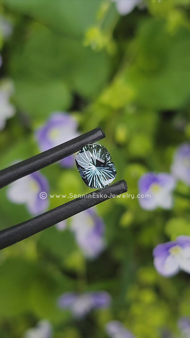 1 Carat Blue/Green Sapphire Hexagonal Cushion - 6.8x5mm - Esko Universe Cut ™