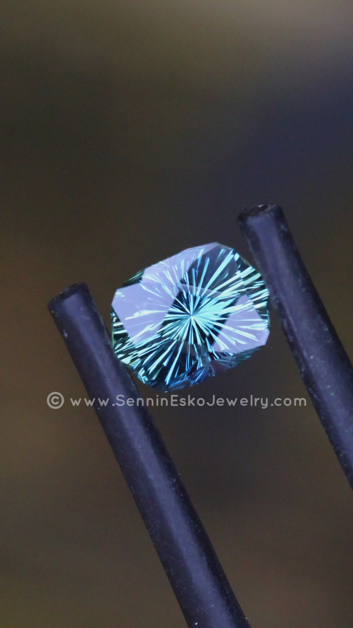 1 Carat Blue/Green Sapphire Hexagonal Cushion - 6.8x5mm - Esko Universe Cut ™