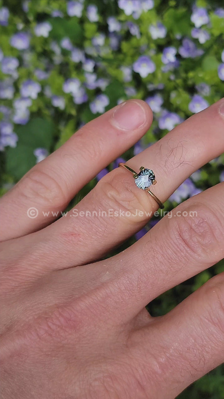 1 Carat Blue/Green Sapphire Hexagonal Cushion - 6.8x5mm - Esko Universe Cut ™