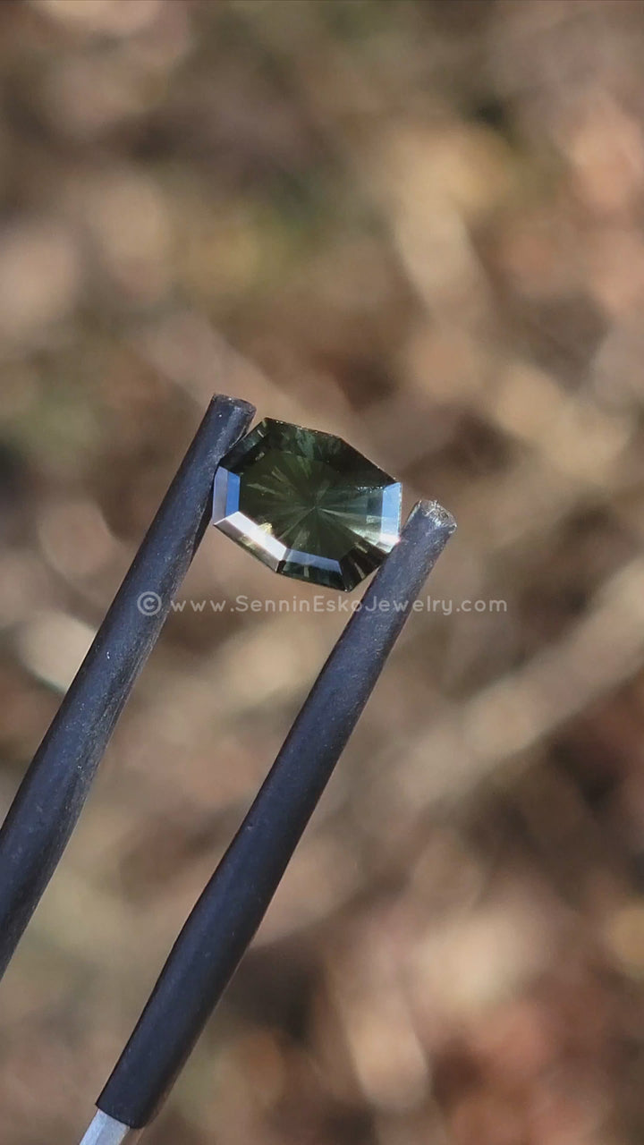 1.4 Carat Gothic Green Sapphire Octagon - 8x5.9mm - Esko Universe Cut ™