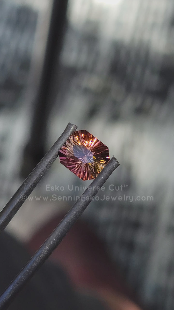 2.56 Carat Bi Color Sunset Tourmaline - 8.4x7.5mm - Esko Universe Cut ™