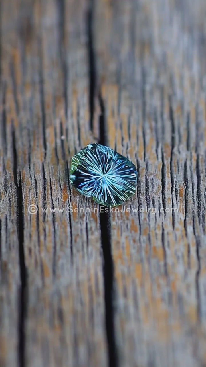 1 Carat Blue/Green Sapphire Hexagonal Cushion - 6.8x5mm - Esko Universe Cut ™