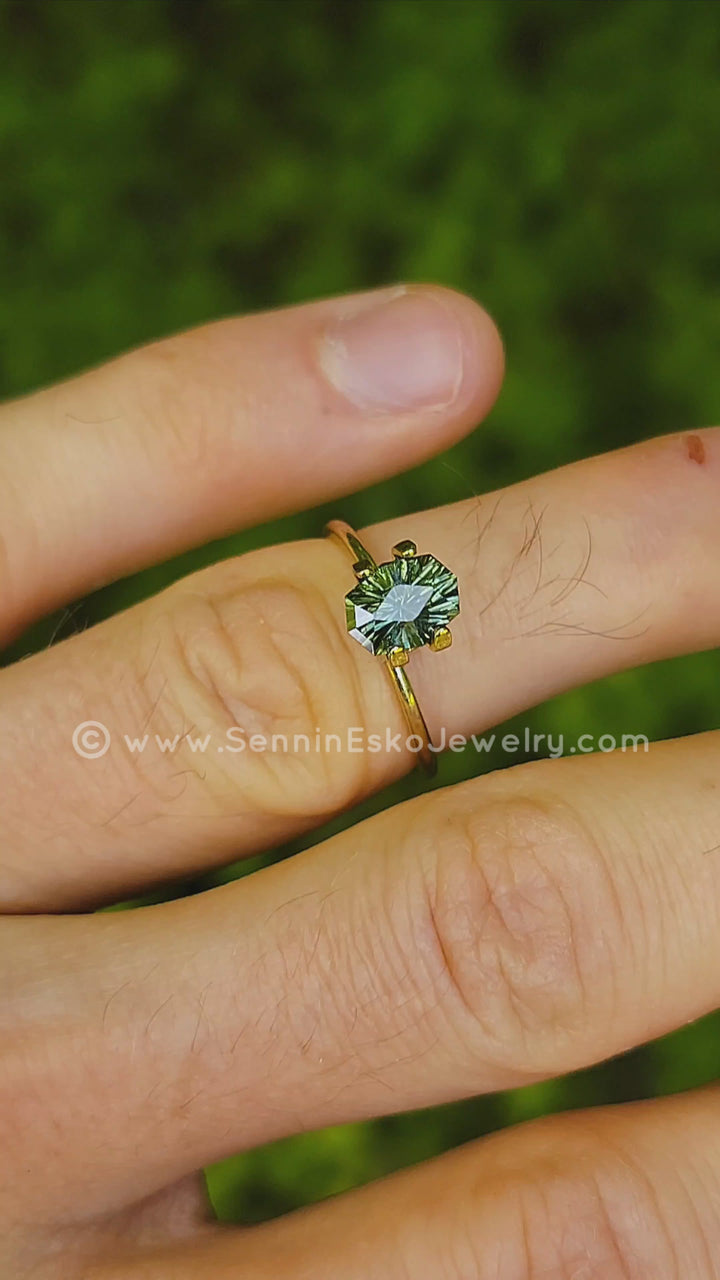 1.6 Carat Deep Green Sapphire Octagon - 8.1x6.1mm - Esko Universe Cut ™