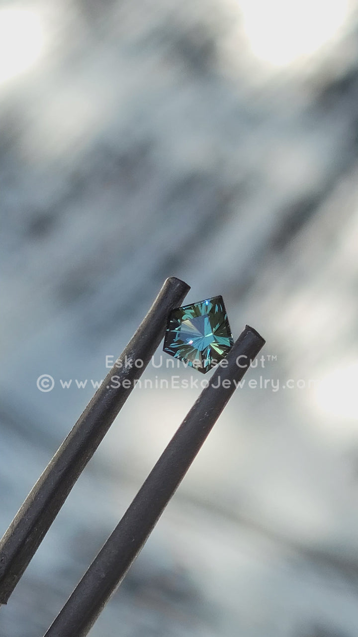 0.7 Carat Blue/Green Sapphire Pentagon - Esko Universe Cut ™