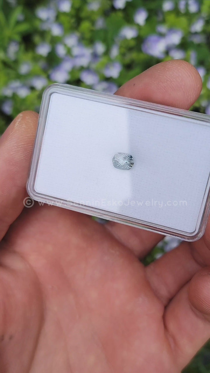 1 Carat Blue/Green Sapphire Hexagonal Cushion - 6.8x5mm - Esko Universe Cut ™