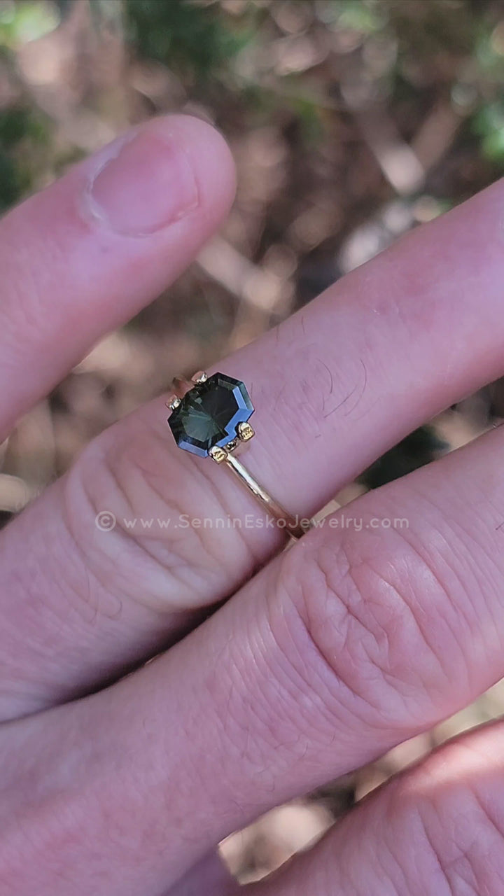 1.4 Carat Gothic Green Sapphire Octagon - 8x5.9mm - Esko Universe Cut ™