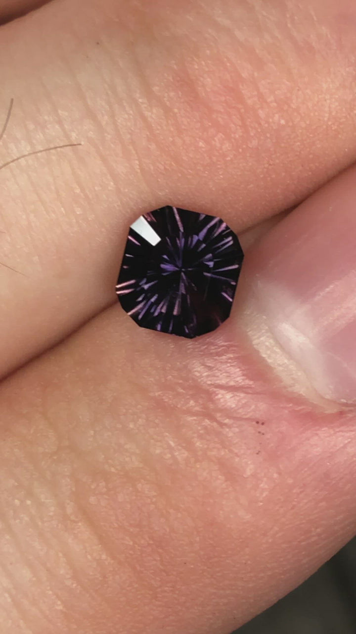 Purple Sapphire Fantasy Cut Cushion 6.4x6mm, 1.27 Carats - Untreated Songea Sapphire