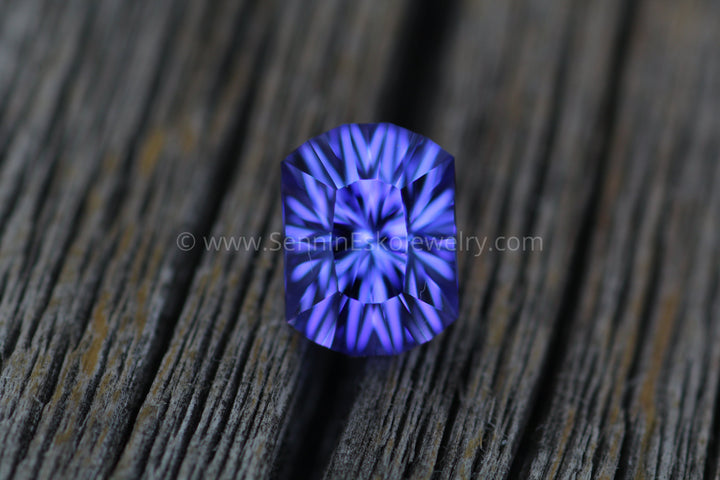 Tanzanite 7.2x5.4mm, 1.3 carats - Fantasy Cut Tanzanite Sennin Esko Jewelry Archive Tag, Artisan Tanzanite, Beads, Craft Supplies & Tools, Cushion Tanzanite, Fantasy Tanzanite, Past Hand Cut Gemstones