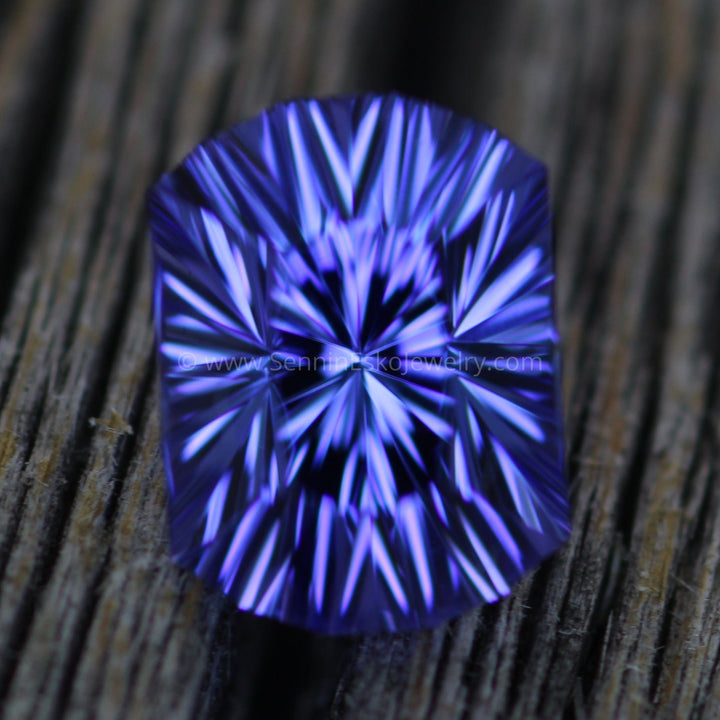 Tanzanite 7.2x5.4mm, 1.3 carats - Fantasy Cut Tanzanite Sennin Esko Jewelry Archive Tag, Artisan Tanzanite, Beads, Craft Supplies & Tools, Cushion Tanzanite, Fantasy Tanzanite, Past Hand Cut Gemstones