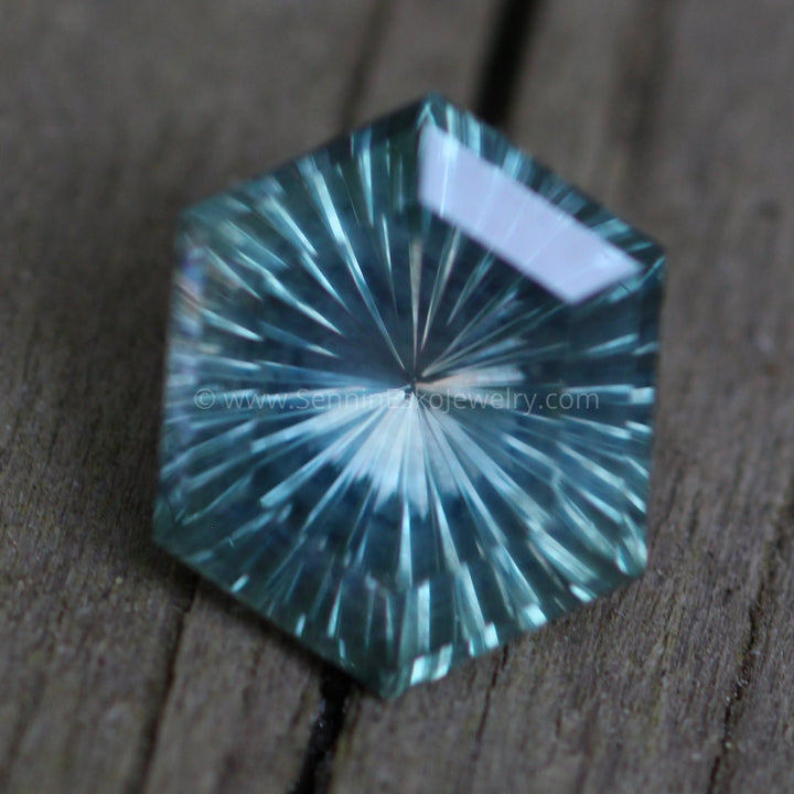 Fantasy Cut Montana Sapphire Hexagon - 1.7 carats, 8x6.4mm - Untreated Sennin Esko Jewelry Archive Tag, Beads, Blue Sapphire, Blue Sapphire Set, Craft Supplies & Tools, Cushion Sapphire, Ethi Past Hand Cut Gemstones