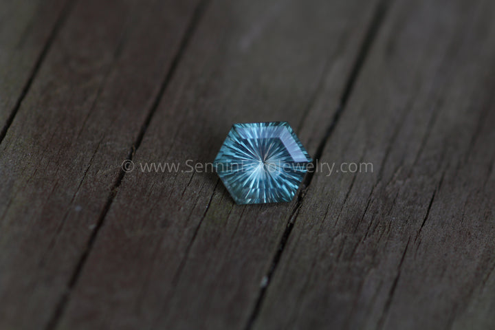 Fantasy Cut Montana Sapphire Hexagon - 1.7 carats, 8x6.4mm - Untreated Sennin Esko Jewelry Archive Tag, Beads, Blue Sapphire, Blue Sapphire Set, Craft Supplies & Tools, Cushion Sapphire, Ethi Past Hand Cut Gemstones