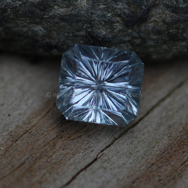 Montana Sapphire 5.7x5.4mm, 1.5 Carats - Inverted Fantasy Carved Sennin Esko Jewelry Archive Tag, Beads, Blue Montana, Blue Sapphire, Craft Supplies & Tools, Ethical Montana, Fantasy Mo Past Hand Cut Gemstones