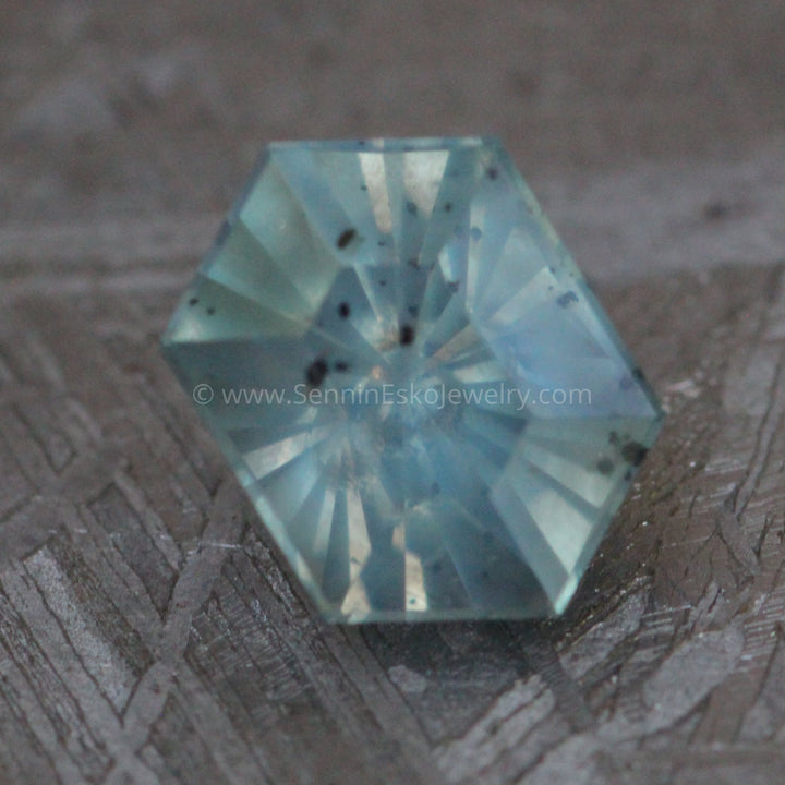 Sleeping Beauty 1.38 carat Greenish Blue Montana Sapphire Hexagon -  Precision Cut, 6.8x5mm Sennin Esko Jewelry Archive Tag, Beads, Blue Sapphire, Craft Supplies & Tools, Cushion Sapphire, Decagon, Fantasy Cut, F Past Hand Cut Gemstones