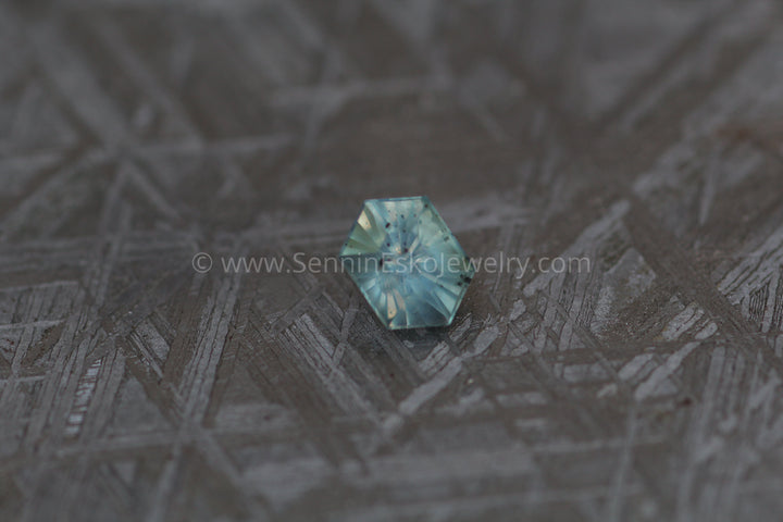 Sleeping Beauty 1.38 carat Greenish Blue Montana Sapphire Hexagon -  Precision Cut, 6.8x5mm Sennin Esko Jewelry Archive Tag, Beads, Blue Sapphire, Craft Supplies & Tools, Cushion Sapphire, Decagon, Fantasy Cut, F Past Hand Cut Gemstones