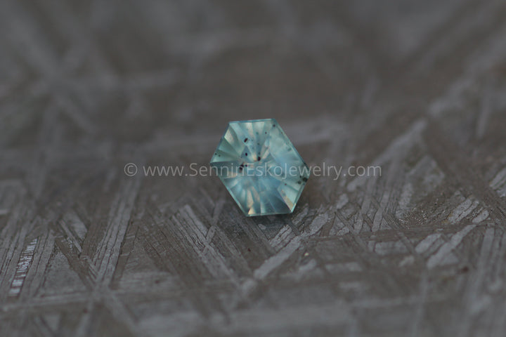 Sleeping Beauty 1.38 carat Greenish Blue Montana Sapphire Hexagon -  Precision Cut, 6.8x5mm Sennin Esko Jewelry Archive Tag, Beads, Blue Sapphire, Craft Supplies & Tools, Cushion Sapphire, Decagon, Fantasy Cut, F Past Hand Cut Gemstones
