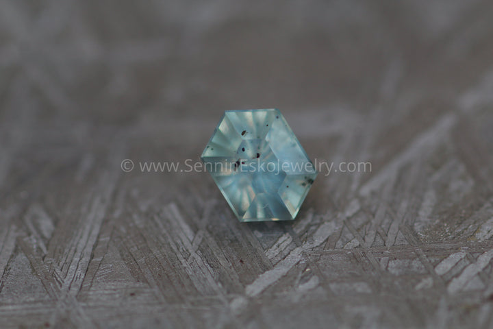 Sleeping Beauty 1.38 carat Greenish Blue Montana Sapphire Hexagon -  Precision Cut, 6.8x5mm Sennin Esko Jewelry Archive Tag, Beads, Blue Sapphire, Craft Supplies & Tools, Cushion Sapphire, Decagon, Fantasy Cut, F Past Hand Cut Gemstones