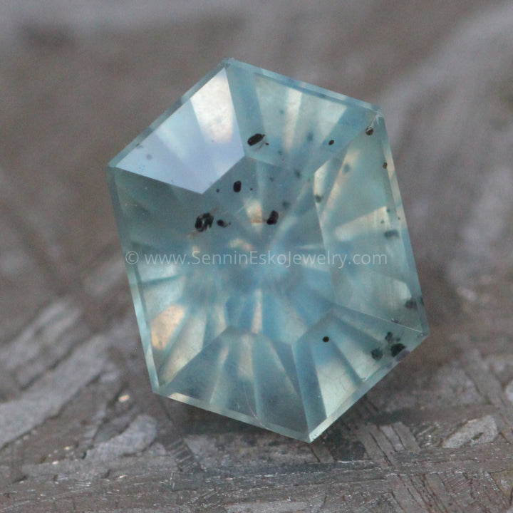 Sleeping Beauty 1.38 carat Greenish Blue Montana Sapphire Hexagon -  Precision Cut, 6.8x5mm Sennin Esko Jewelry Archive Tag, Beads, Blue Sapphire, Craft Supplies & Tools, Cushion Sapphire, Decagon, Fantasy Cut, F Past Hand Cut Gemstones