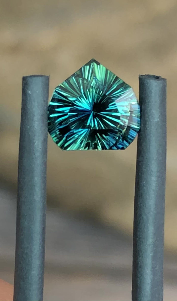 Fantasy Cut Teal Sapphire - Heart Cut Sapphire - 1.2 carats 6.1x6.2mm