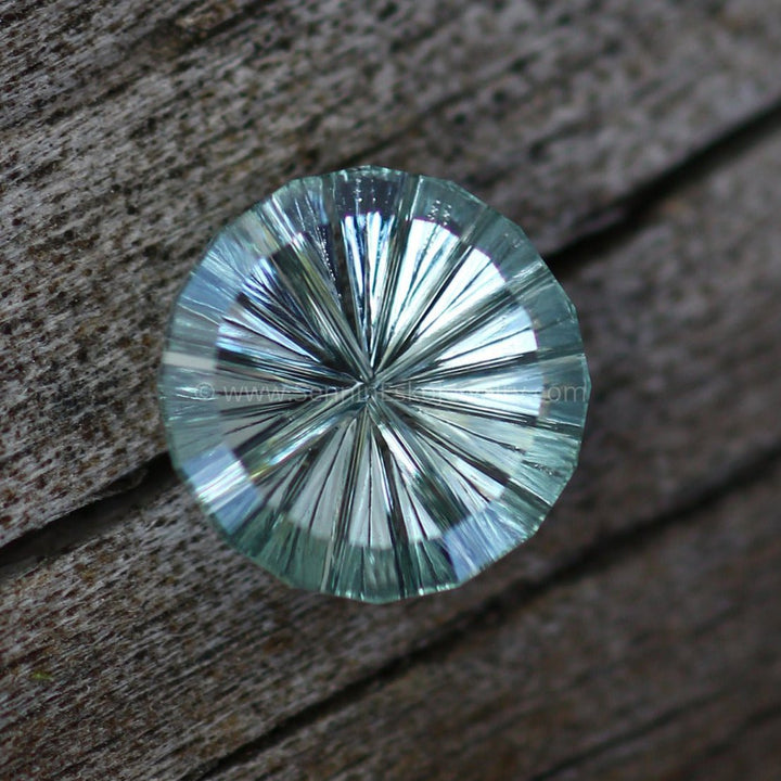 Fantasy Cut Montana Sapphire 6.8mm, 1.2 Carats - Silvery Blue Green Sapphire - Ultra low profile -  Untreated El Dorado bar Montana Sapphire Sennin Esko Jewelry Archive Tag, Beads, Blue Montana, Blue Sapphire, Craft Supplies & Tools, Ethical Montana, Fantasy Cu Past Hand Cut Gemstones