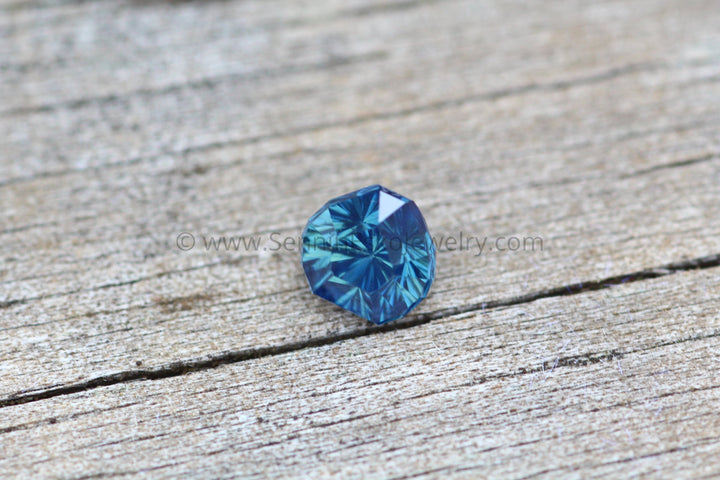 Fantasy Cut Teal Sapphire - Heart Cut Sapphire - 0.95 carats 5.5x5.2mm Sennin Esko Jewelry Archive Tag, Beads, Blue Sapphire, Craft Supplies & Tools, Fantasy Cut, Fantasy Cut Sapphire, Gems & Past Hand Cut Gemstones