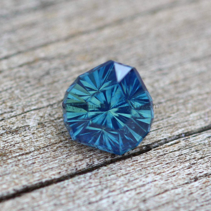 Fantasy Cut Teal Sapphire - Heart Cut Sapphire - 0.95 carats 5.5x5.2mm Sennin Esko Jewelry Archive Tag, Beads, Blue Sapphire, Craft Supplies & Tools, Fantasy Cut, Fantasy Cut Sapphire, Gems & Past Hand Cut Gemstones