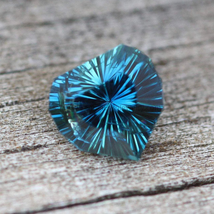 Fantasy Cut Teal Sapphire - Heart Cut Sapphire - 1.2 carats 6.1x6.2mm Sennin Esko Jewelry Archive Tag, Beads, Blue Sapphire, Craft Supplies & Tools, Fantasy Cut, Fantasy Cut Sapphire, Gems & Past Hand Cut Gemstones