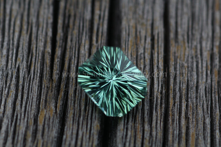 Fantasy Cut Mint Green Tourmaline - Octagon Cut Tourmaline - 1.55 carats 7.4x6.1mm Sennin Esko Jewelry Archive Tag, Beads, Blue Tourmaline, Craft Supplies & Tools, Emerald cut, Emerald Tourmaline, Fantas Past Hand Cut Gemstones