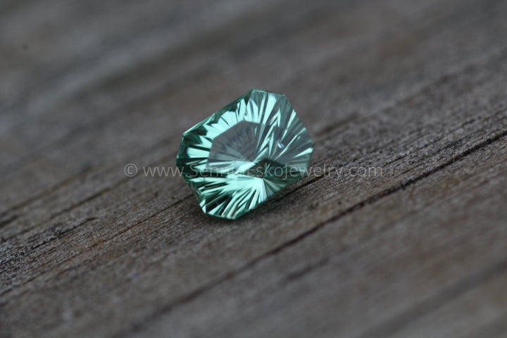 Fantasy Cut Mint Green Tourmaline - Octagon Cut Tourmaline - 1.55 carats 7.4x6.1mm Sennin Esko Jewelry Archive Tag, Beads, Blue Tourmaline, Craft Supplies & Tools, Emerald cut, Emerald Tourmaline, Fantas Past Hand Cut Gemstones