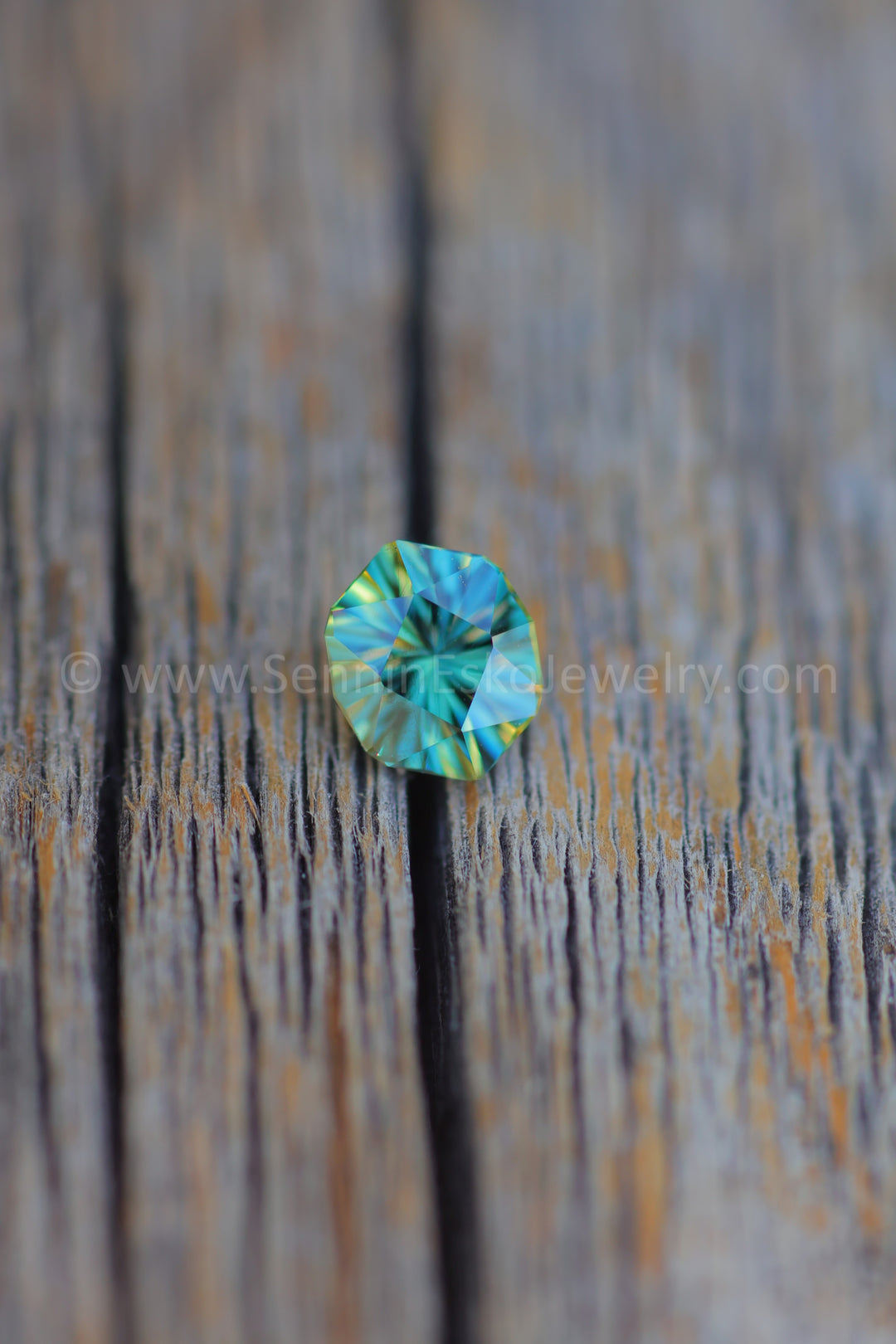 0.9 Carat Green/Yellow Sapphire Hexagonal Cushion -  6.4x5.4mm - Galaxy Cut