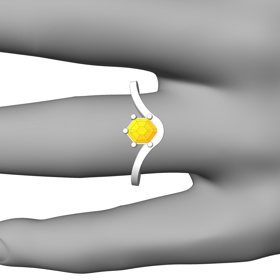 Custom Listing - 14kt White Gold Contoured Ring for 0.72 Carat Carat Yellow Sapphire Hexagon