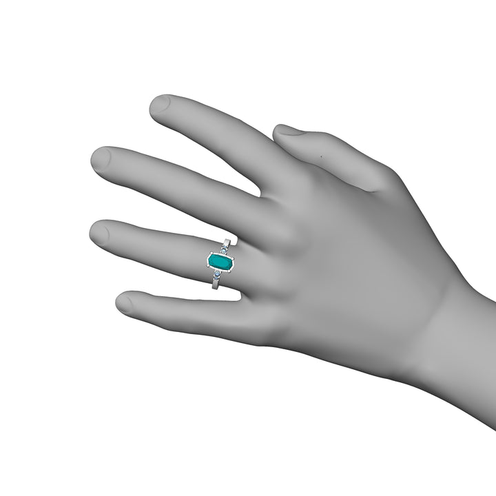 Custom Listing - 5 Gem Multi Prong Ring White Gold Render/Mockup