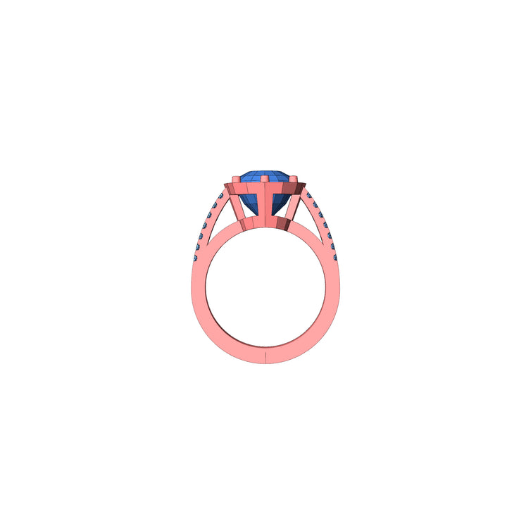 Custom Listing - 5.79 Carat Tanzanite & Diamond Rose Gold Ring Setting