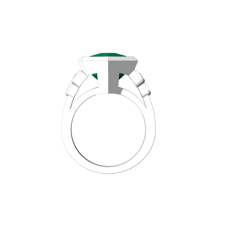 Custom Listing - 18kt White Gold Multi Bezel Ring for 4.9 Carat Mint tourmaline Quadrilateral