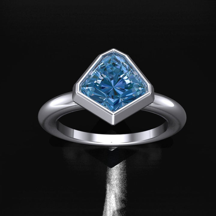 Custom Listing - 1.4 Carat Lagoon Sapphire Kite 18kt White Gold Bezel Ring Setting