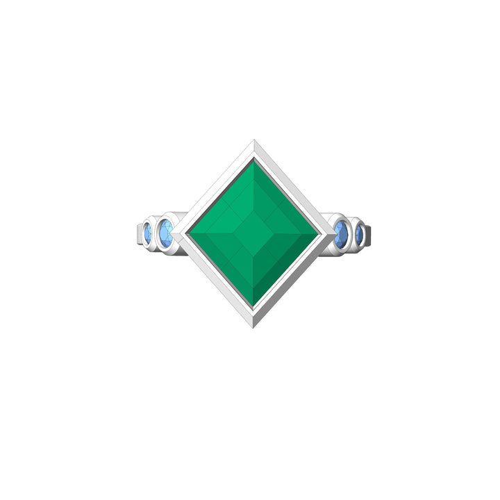 Custom Listing - 18kt White Gold Multi Bezel Ring for 4.9 Carat Mint tourmaline Quadrilateral