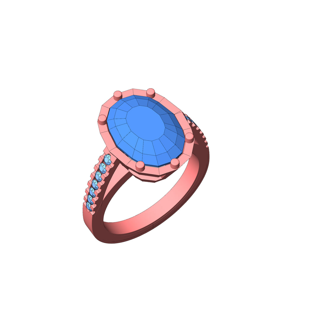 Custom Listing - 5.79 Carat Tanzanite & Diamond Rose Gold Ring Setting