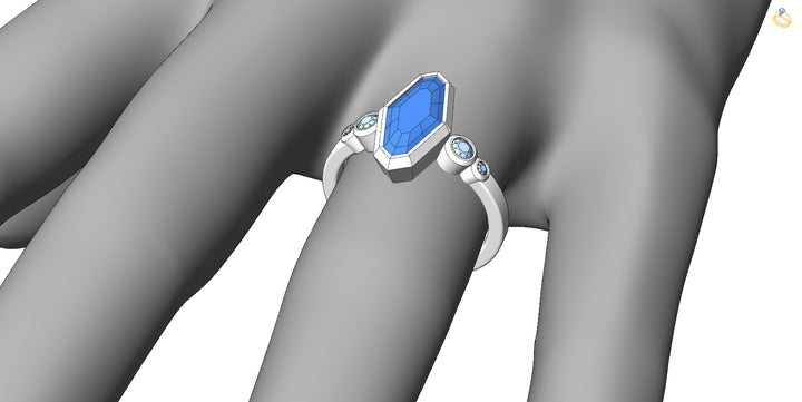 Custom Listing - 1.76 Carat Umba Sapphire Multi Bezel Ring with Contour Band