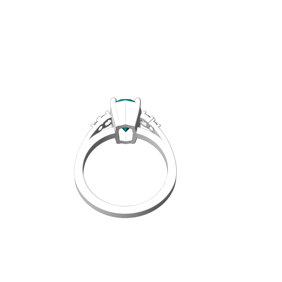 Custom Listing - 5 Gem Multi Prong Ring White Gold Render/Mockup
