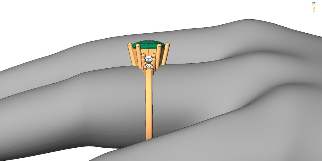 Custom Listing - 1.35 Carat Green Sapphire Hexagon Ring with Diamond Accents