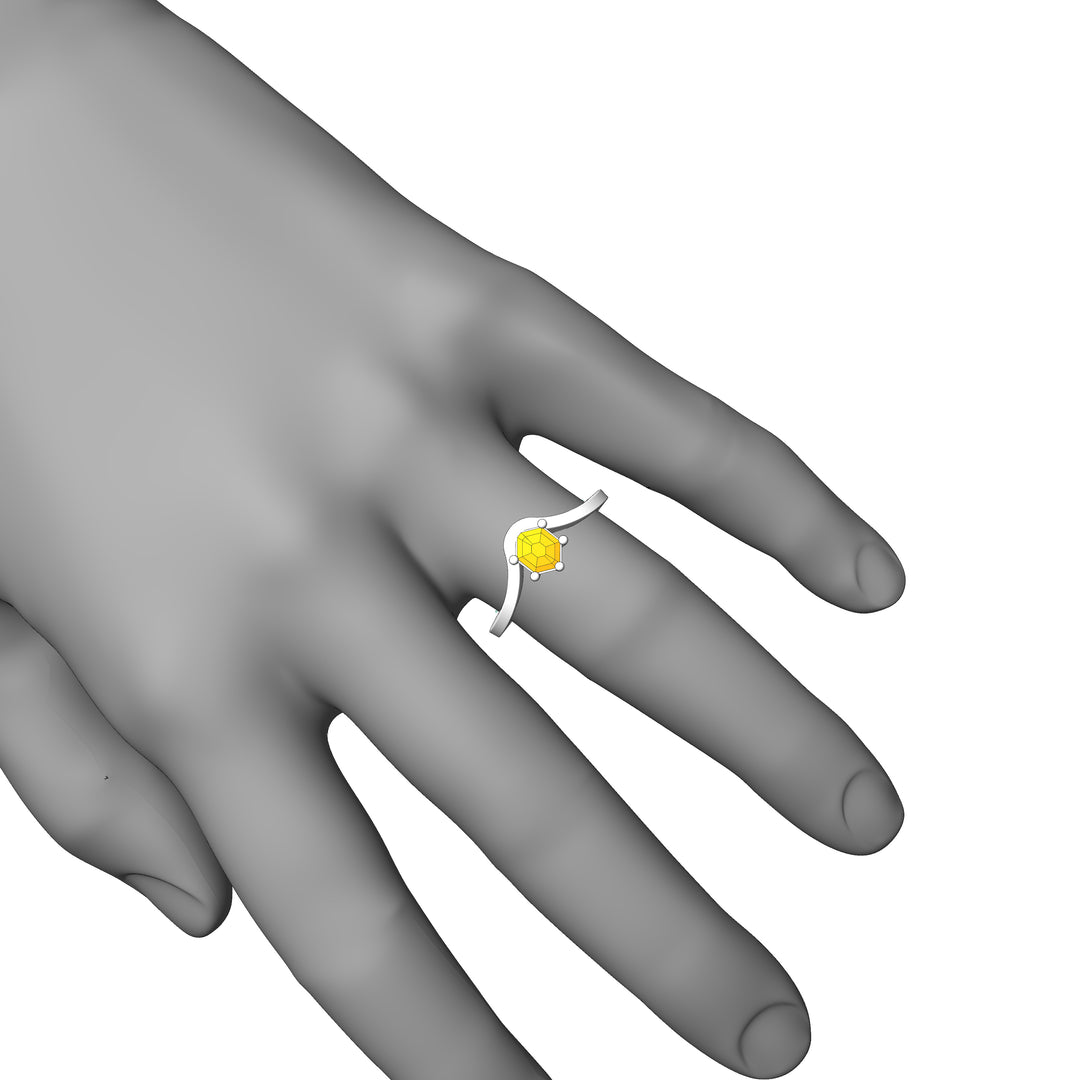 Custom Listing - 14kt White Gold Contoured Ring for 0.72 Carat Carat Yellow Sapphire Hexagon