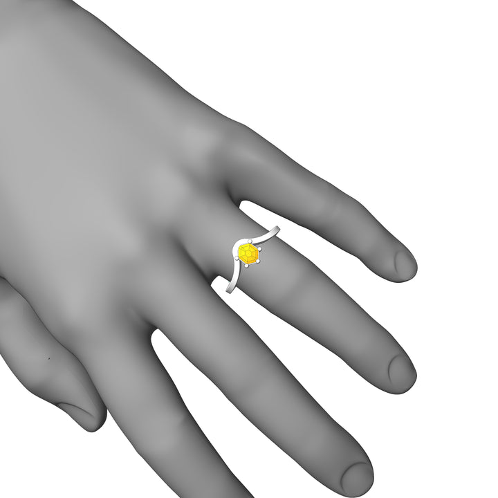 Custom Listing - 14kt White Gold Contoured Ring for 0.72 Carat Carat Yellow Sapphire Hexagon