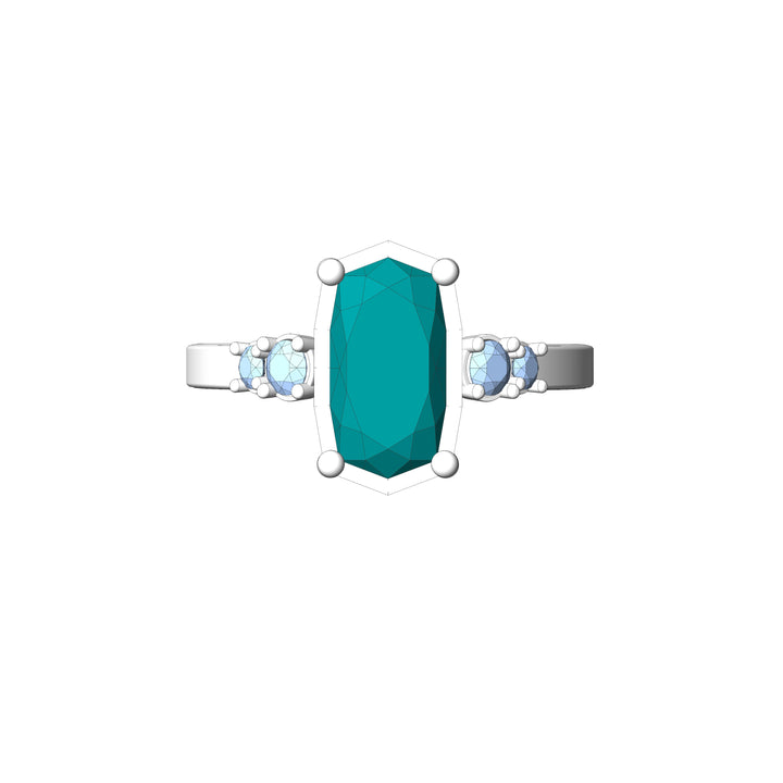 Custom Listing - 5 Gem Multi Prong Ring White Gold Render/Mockup