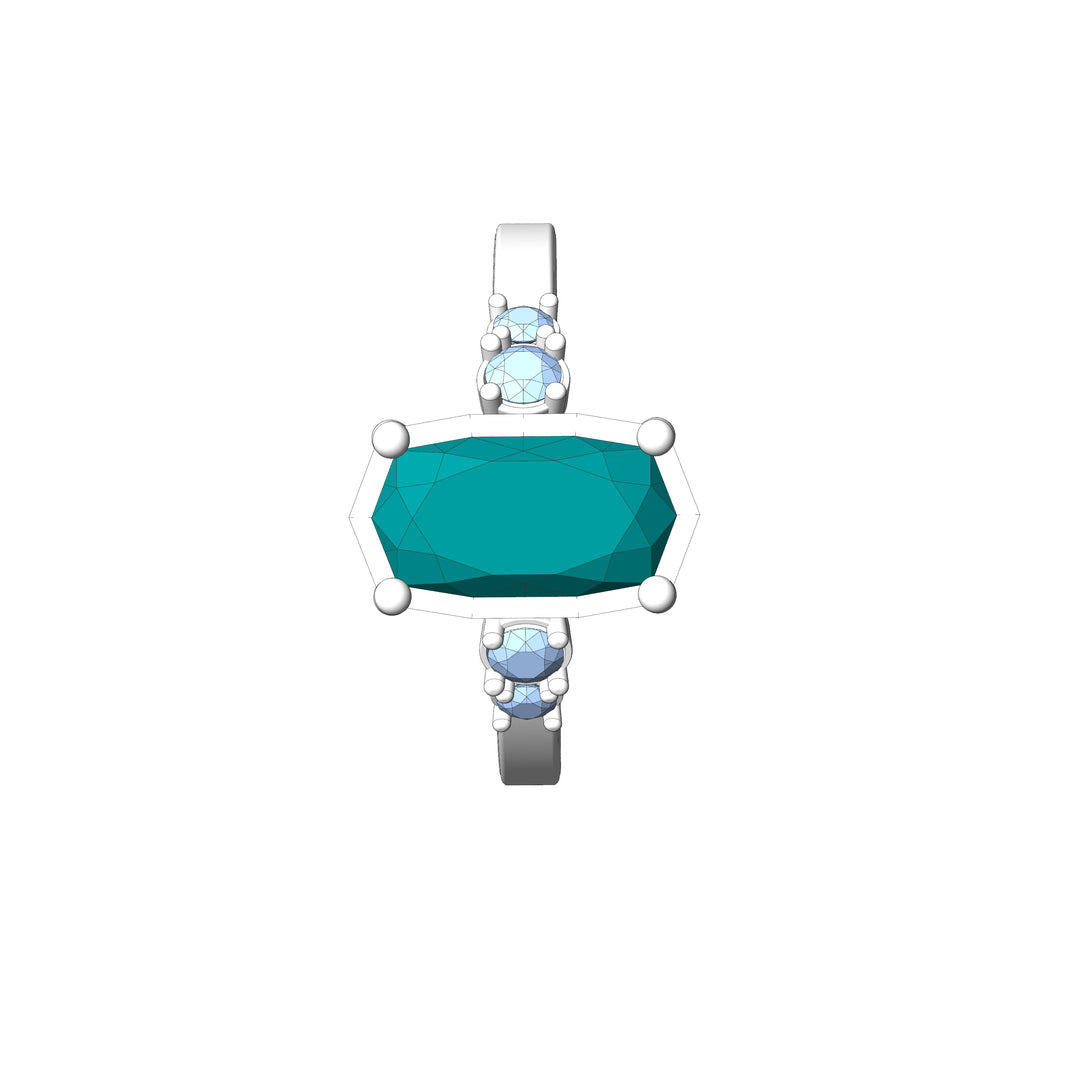 Custom Listing - 5 Gem Multi Prong Ring White Gold Render/Mockup