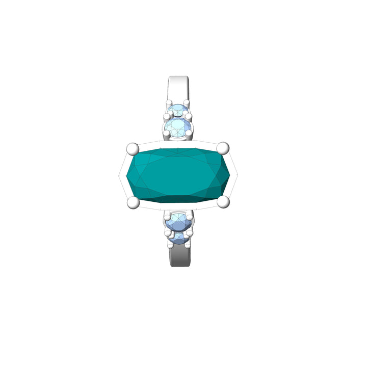 Custom Listing - 5 Gem Multi Prong Ring White Gold Render/Mockup