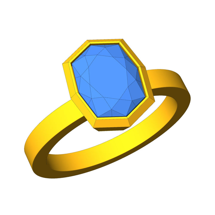 Custom Listing - 2.37 Carat Violet/Blue Sapphire Cushion 14kt Yellow Gold Bezel Ring