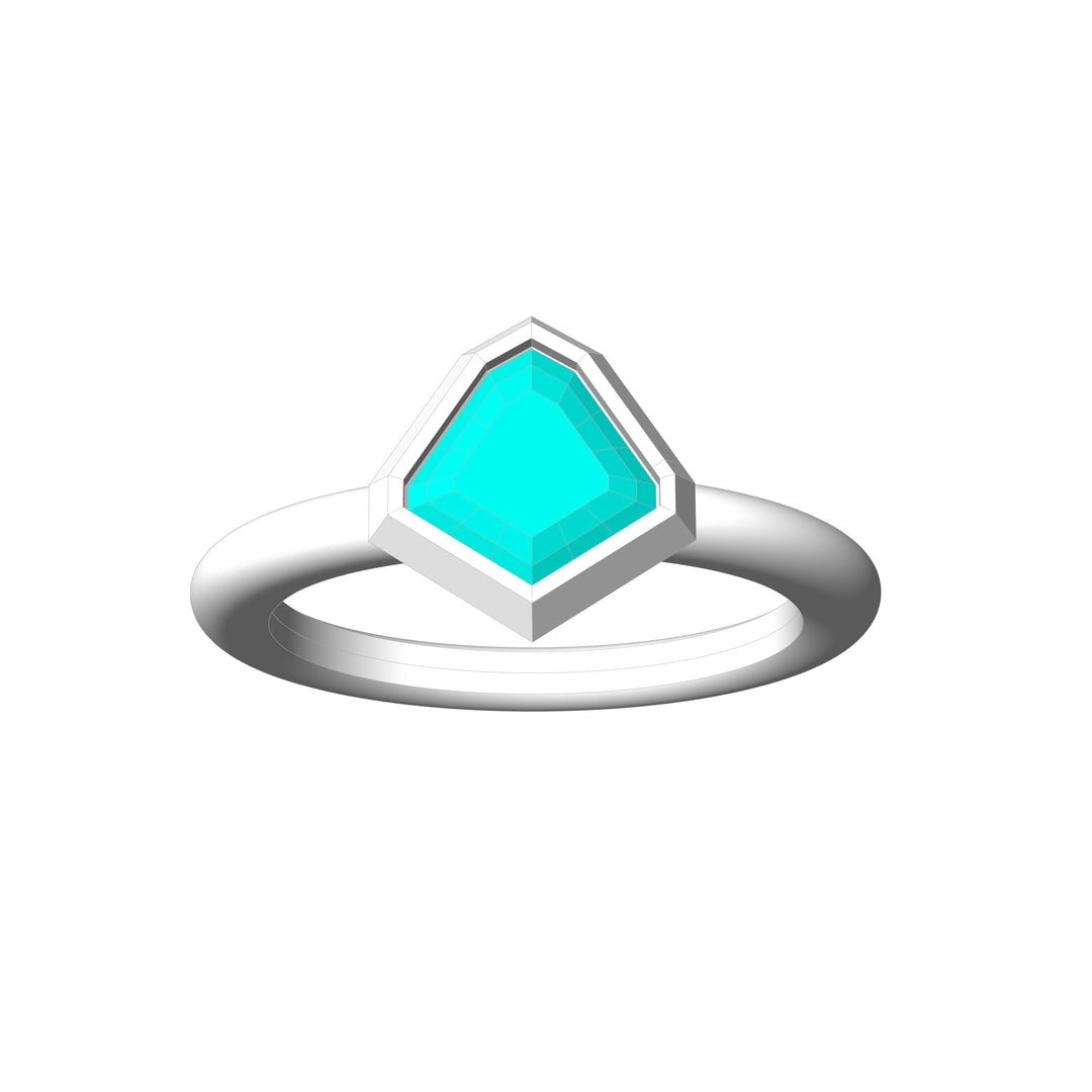 Custom Listing - 1.4 Carat Lagoon Sapphire Kite 18kt White Gold Bezel Ring Setting